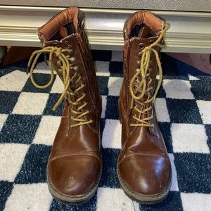Brown combat boots